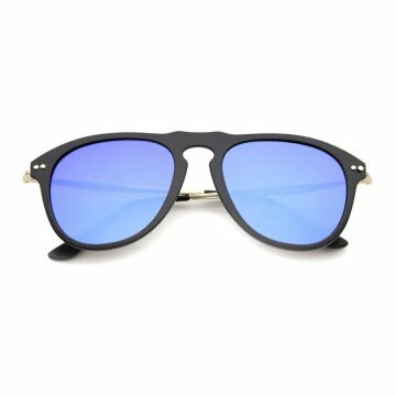 Modern Keyhole Bridge Horn Rimmed Colored Mirror Lens Aviator Sunglasses 53mm