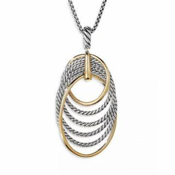 Sterling Silver Origami Pendant Necklace with 18K Yellow Gold