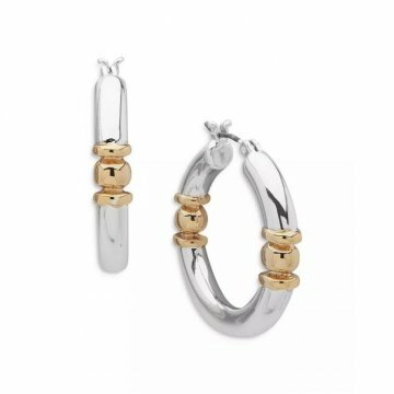 Two-Tone Medium Hoop Earrings