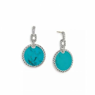 Sterling Silver Elements® Drop Earrings with Turquoise & Diamonds